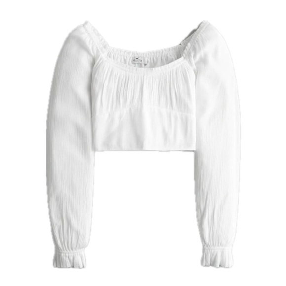 Hollister Long Sleeves White Blouse Knotted in the back - Picture 3 of 6